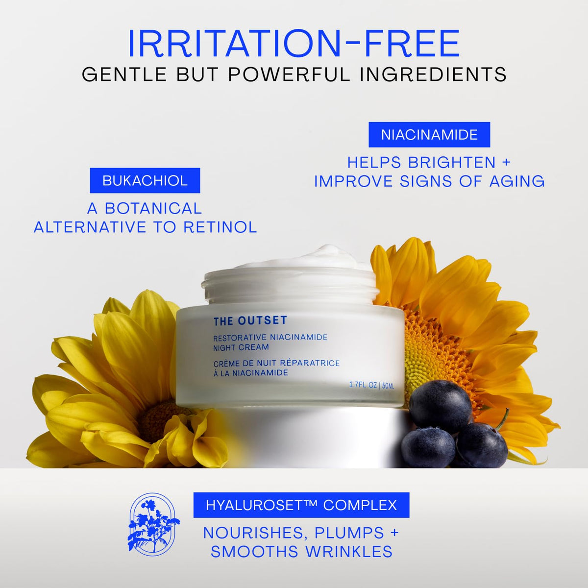 The Outset cream applied to hand showing quick absorption and supple skin