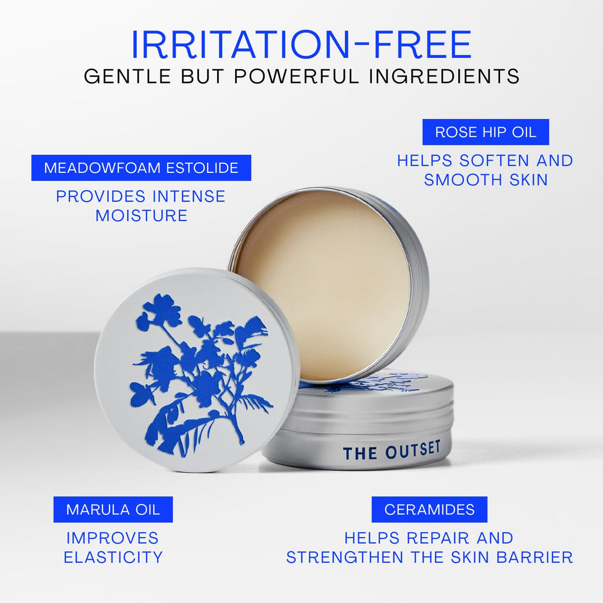 The Outset balm spread on elbow demonstrating targeted hydration benefit