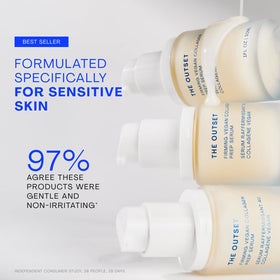 The Outset serum applied to hand demonstrating fast-absorbing, non-sticky hydration