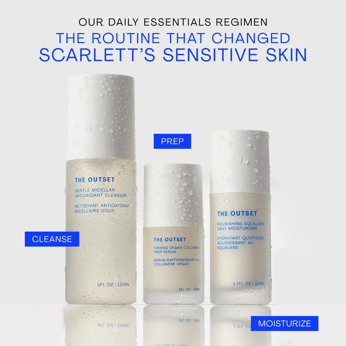 The Outset serum product shot on white background emphasizing minimalist design