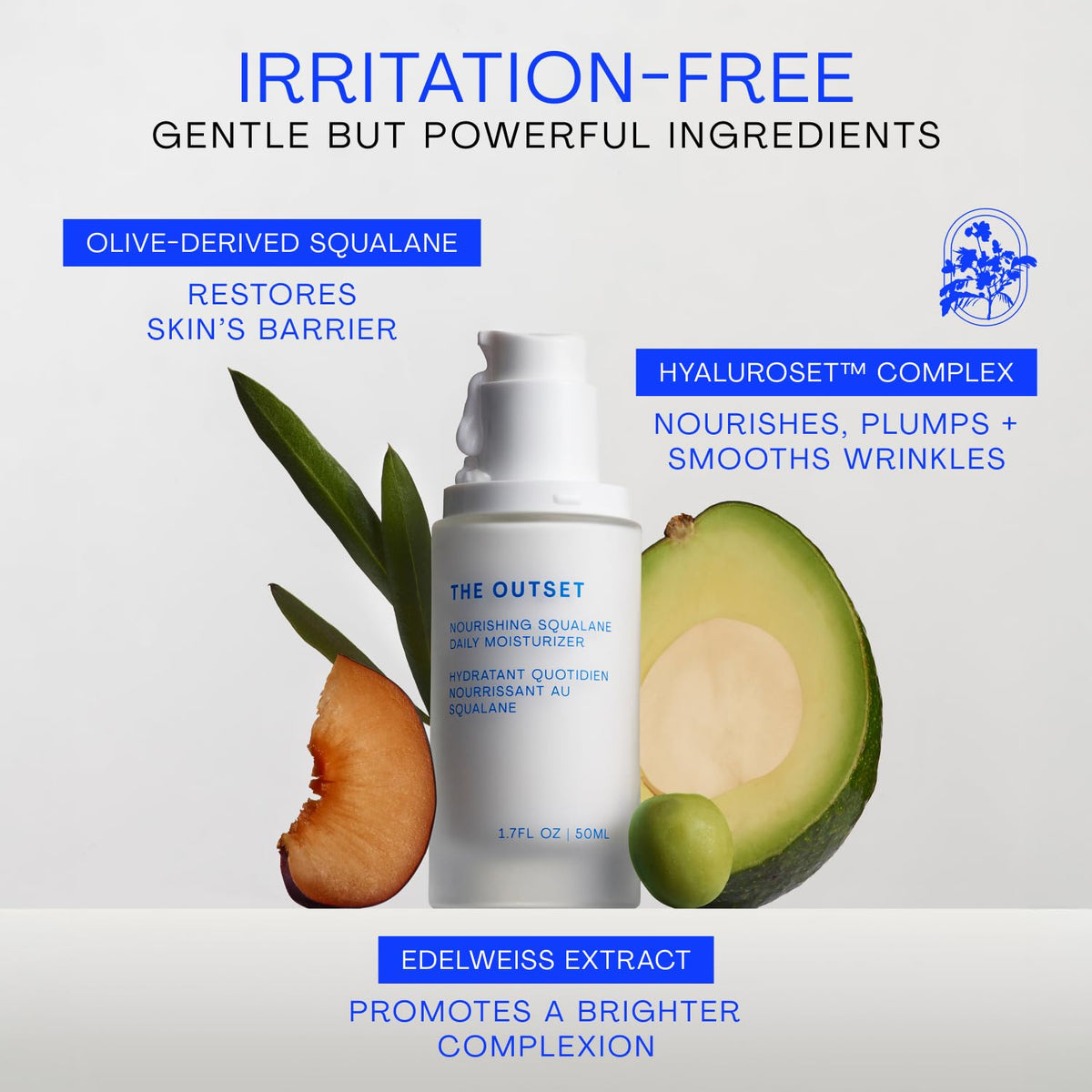 Moisturizer layered under sunscreen showing The Outset compatibility benefit
