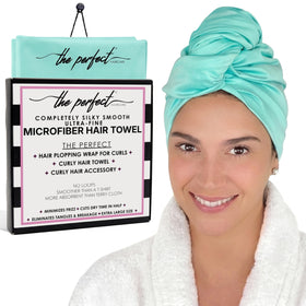 THE PERFECT HAIRCARE front view of towel wrap showing full coverage and fast drying benefit