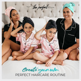 THE PERFECT HAIRCARE on bathroom vanity styled scene highlighting everyday grooming ease