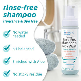 The Pharma-C Company being applied to scalp by caregiver for easy cleansing