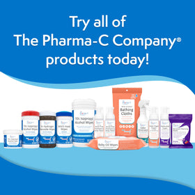 The Pharma-C Company wipes in travel pouch showing portability and on-the-go refresh