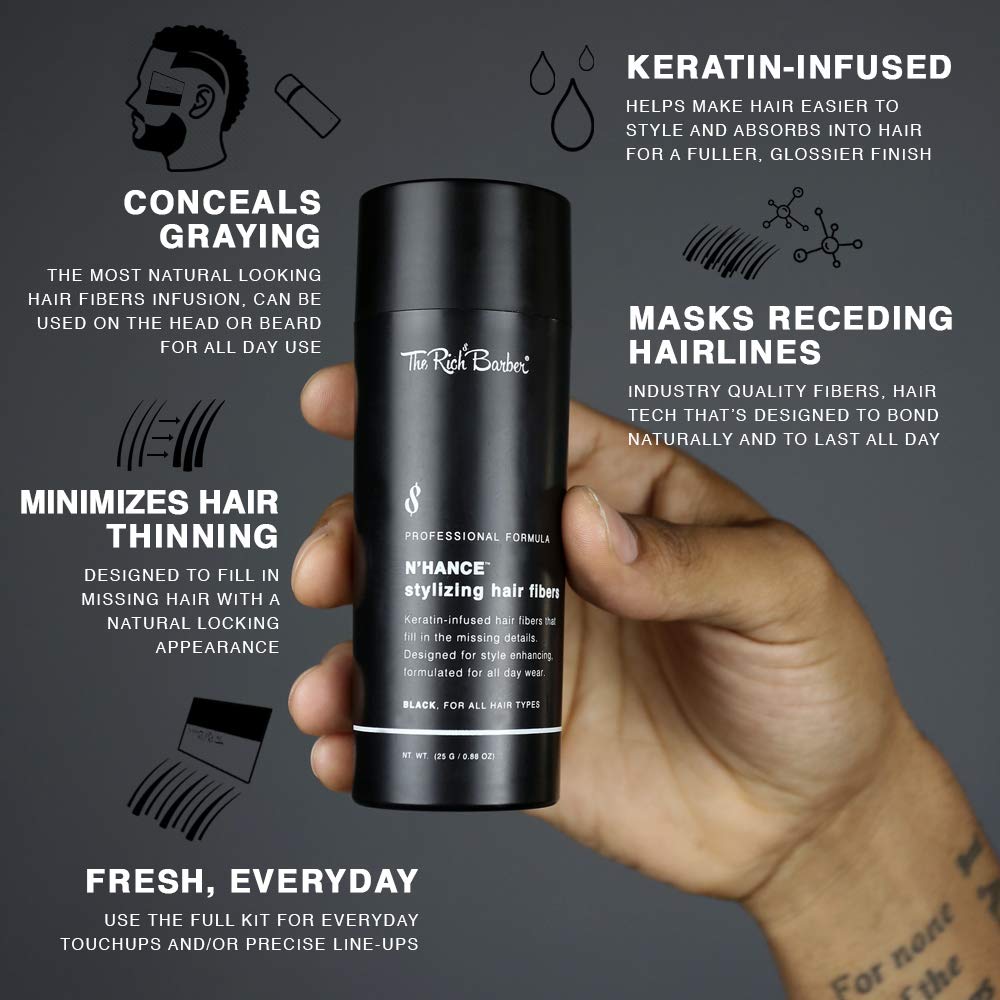 Close-up of keratin fibers texture by The Rich Barber, illustrating natural finish