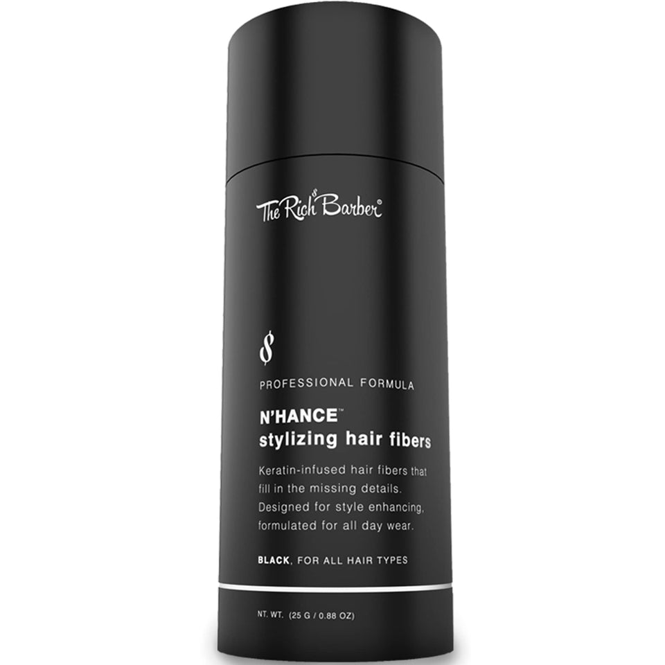 The Rich Barber product front packaging showing bottle and label, professional look