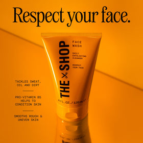 The Shop Uninterrupted in-use shot prepping skin for shaving with cooling benefit