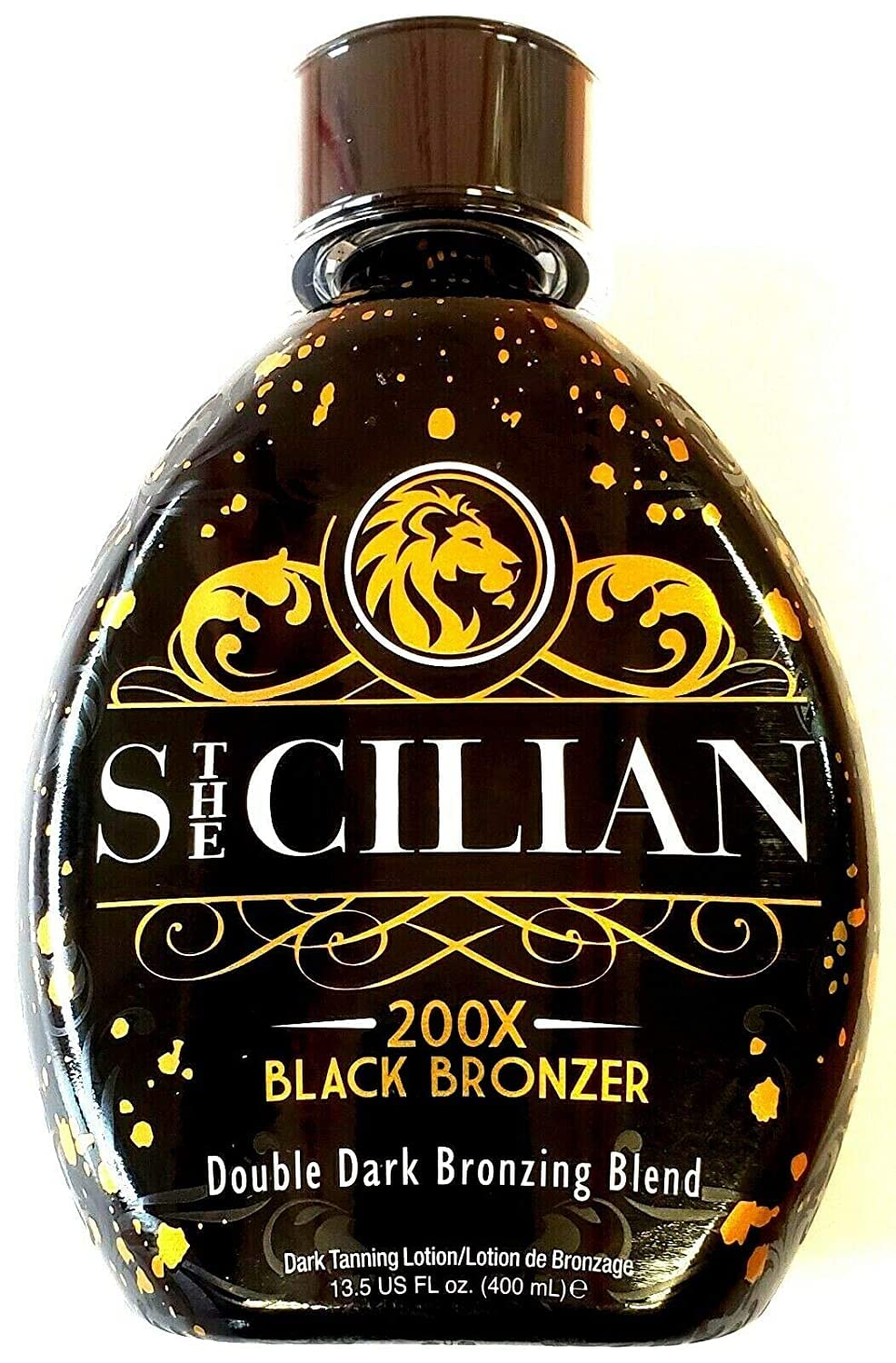 The Sicilian 200X front packaging showing deep bronzer, clear branding and benefit
