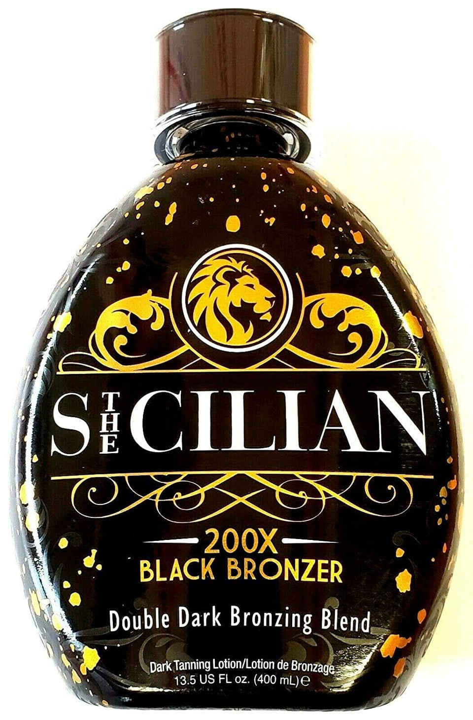 The Sicilian 200X front packaging showing deep bronzer, clear branding and benefit