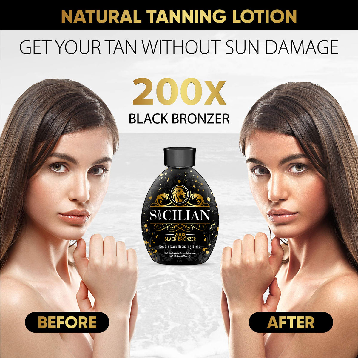 The Sicilian in a beach bag lifestyle shot showing portable tanning convenience benefit