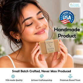 The Soap Haven hand holding bar showing scale and travel-friendly size