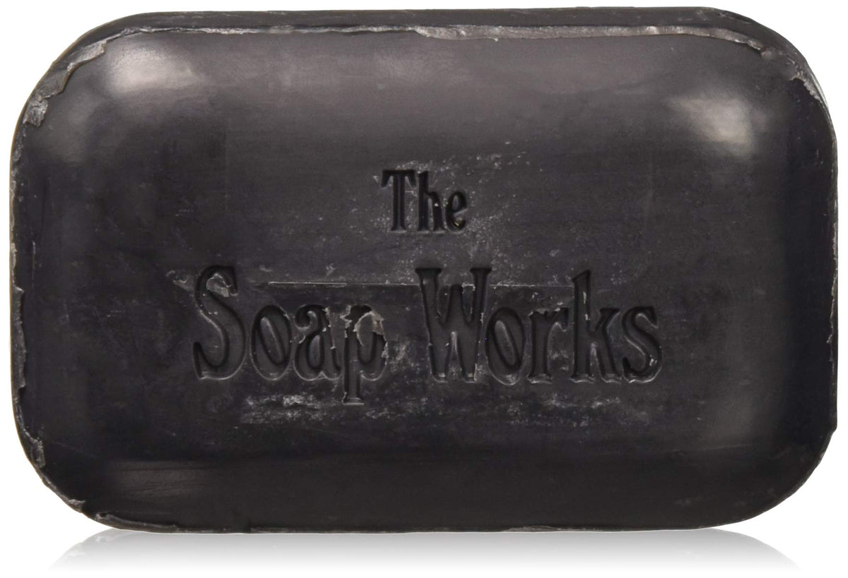 THE SOAP WORKS front packaging of six coal tar bars showing quantity and mild fragrance benefit