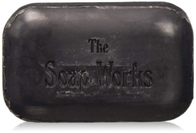 THE SOAP WORKS front packaging of six coal tar bars showing quantity and mild fragrance benefit