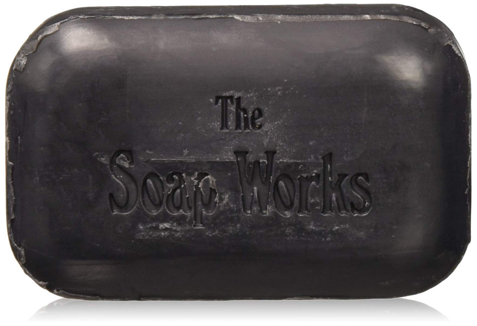 THE SOAP WORKS front packaging of six coal tar bars showing quantity and mild fragrance benefit