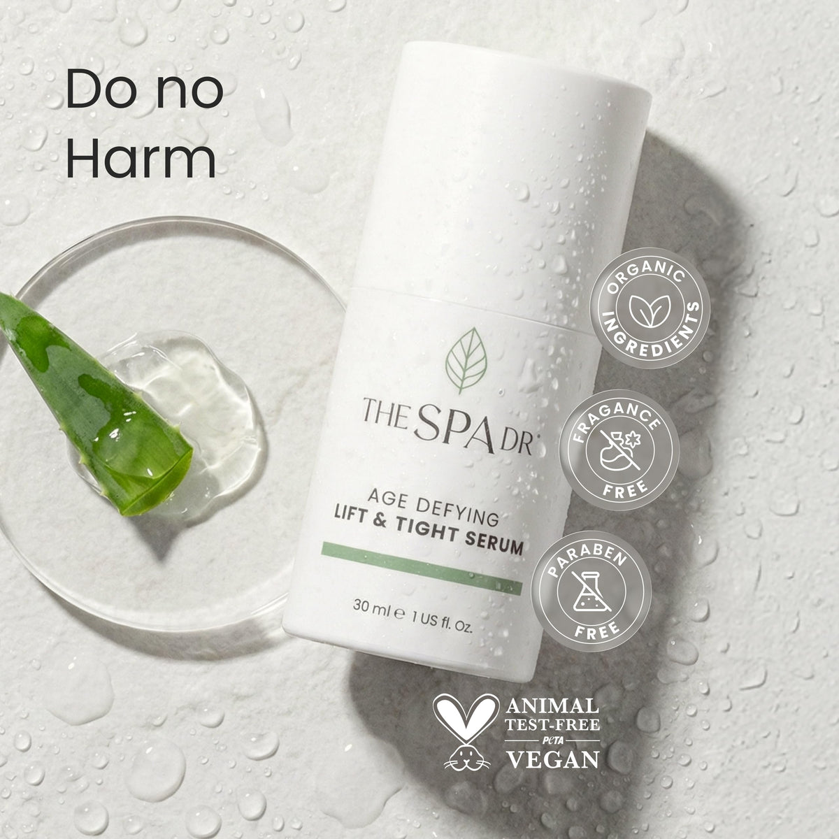 The Spa Dr. serum sinking into skin illustrating hydration and barrier support