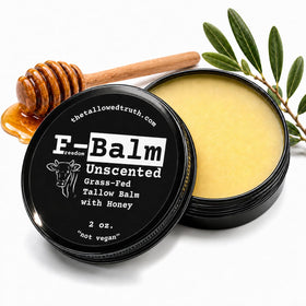 The Tallowed Truth front jar view showing compact 2 oz balm and clean packaging benefit