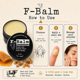 The Tallowed Truth open jar revealing creamy balm surface for easy fingertip application