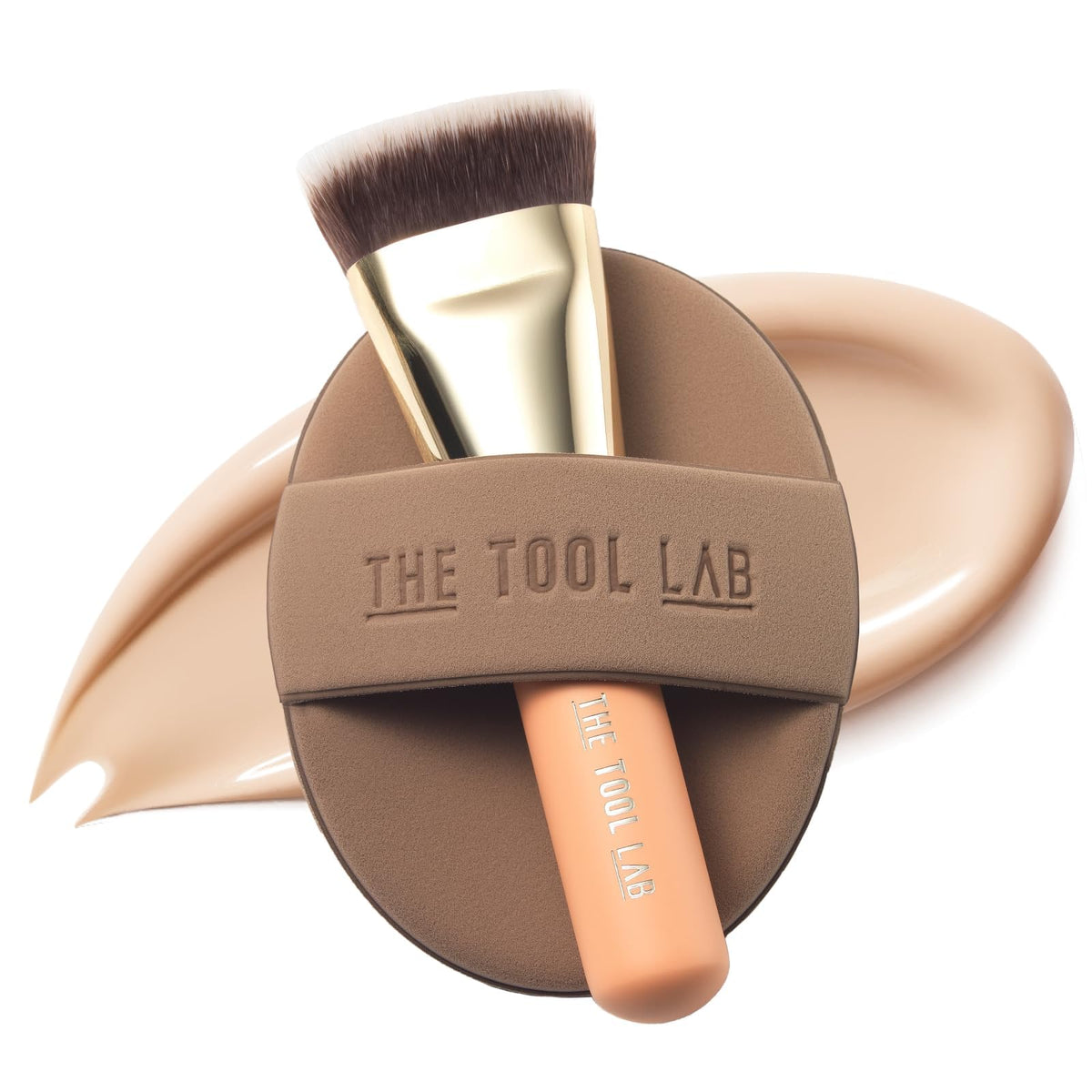 THE TOOL LAB flat-top brush front view showing dense bristles for flawless blending