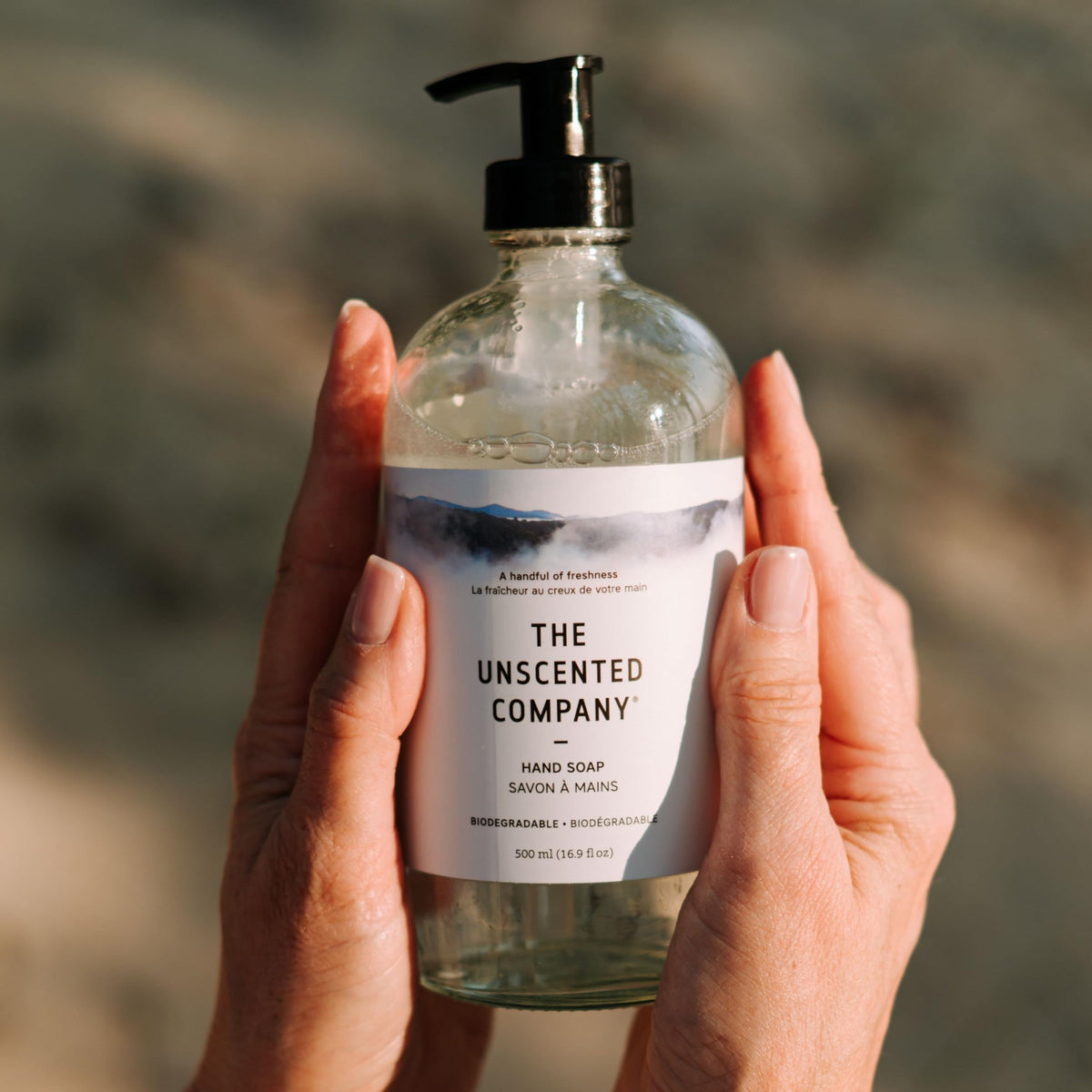 The Unscented Company bottle in a bathroom setting demonstrating scent-free convenience