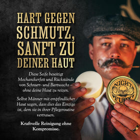 THE VINTAGE GROOMING CO. Night Fury label and ingredients emphasize goat’s milk nourishment