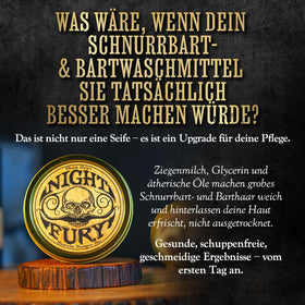 THE VINTAGE GROOMING CO. Night Fury lather in hand demonstrates rich foaming action