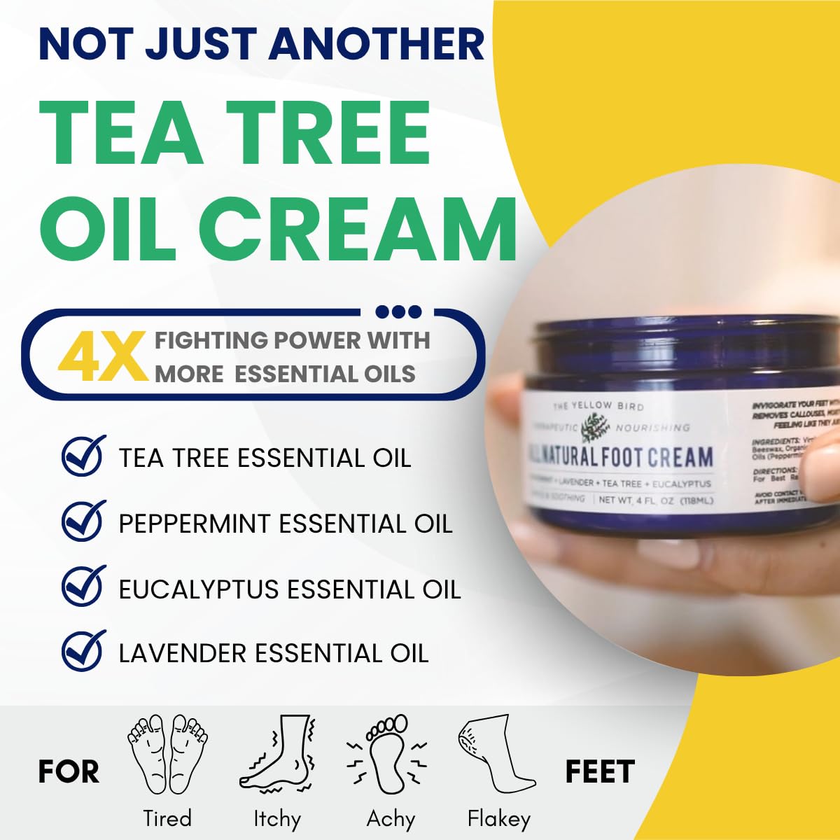 The Yellow Bird cream being applied to heel for soothing hydration