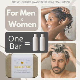 Foamy lather of The Yellow Bird bar in hand, demonstrates rich creamy suds and rinseability