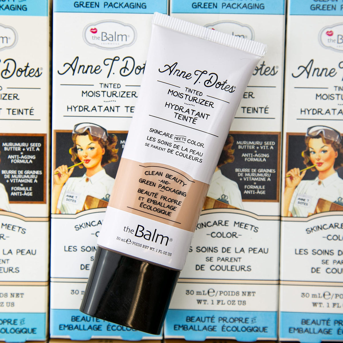 theBalm anne t. dotes packaging back label showing ingredients and directions