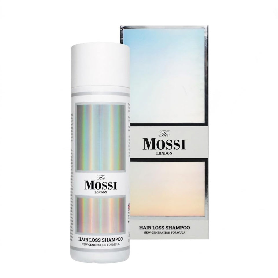 The Mossi London front bottle view showing product and branding for trusted hair care