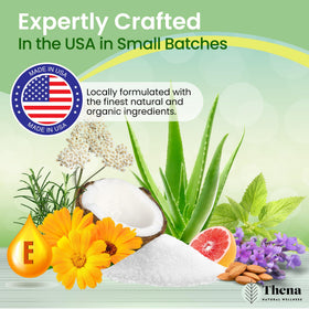 THENA Natural Wellness jar in hand for size comparison and travel-ready convenience