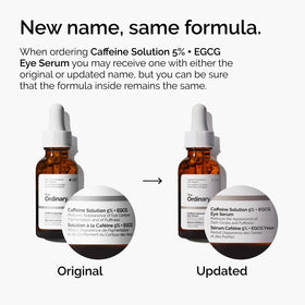 Visual of caffeine and EGCG ingredients with soy extract, showing antioxidant support