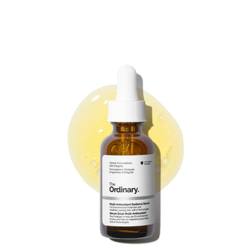 The Ordinary front bottle showing product and branding, brightening benefits
