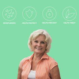 Thera cream spread on forearm for visible hydration and protective film