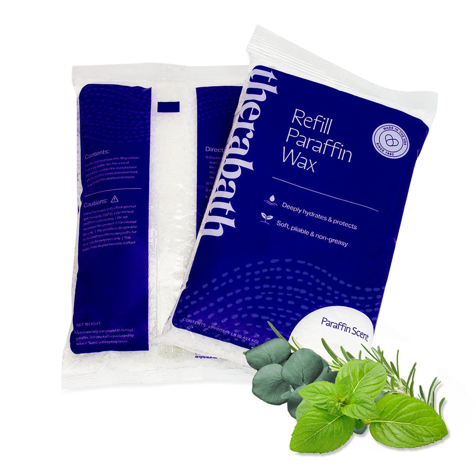 Therabath packaging front showing eucalyptus rosemary mint and 4 lb refill benefit