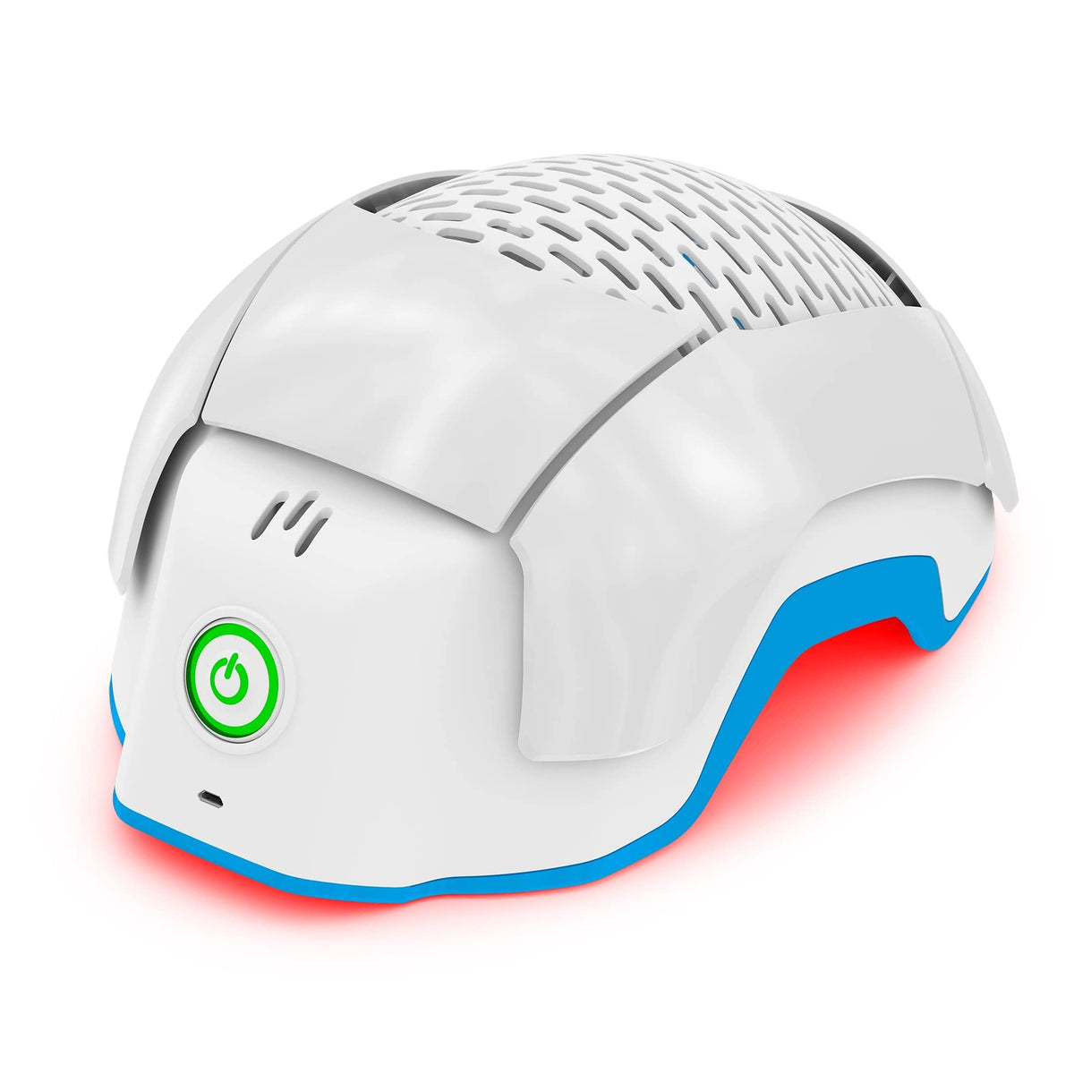 Theradome front view showing helmet design and full scalp coverage benefit