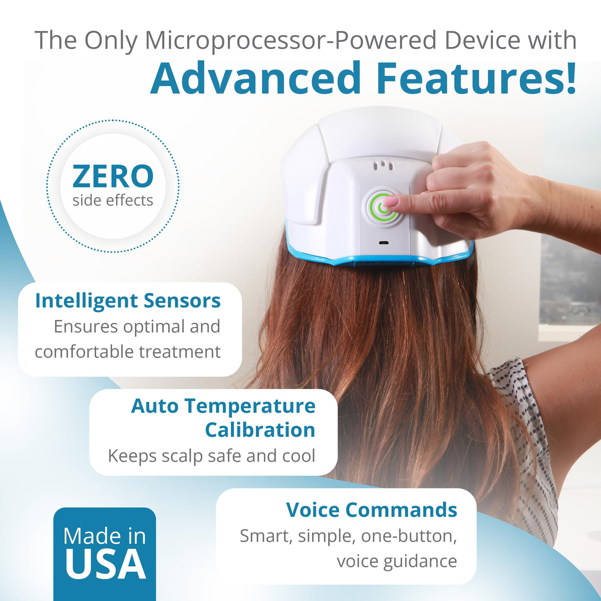 Theradome worn by user while reading, enabling hands-free convenience