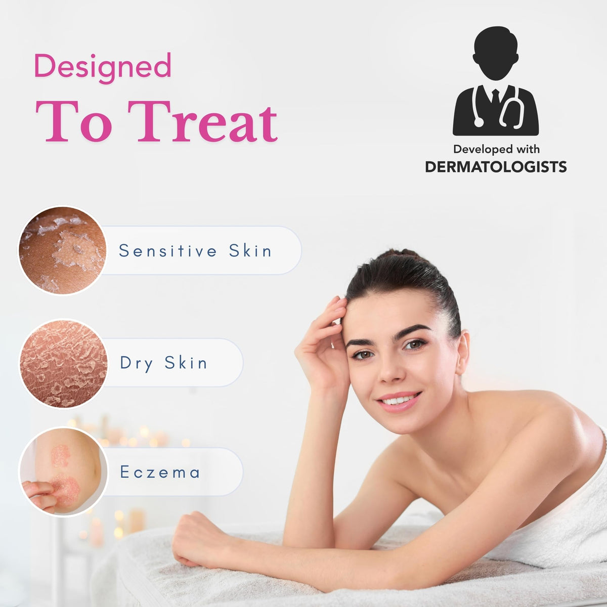 Theraplex clear lotion spray back label listing ingredients and benefits