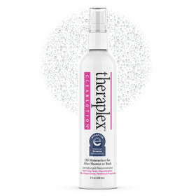 Theraplex clear lotion spray front packaging showing brand and size benefits