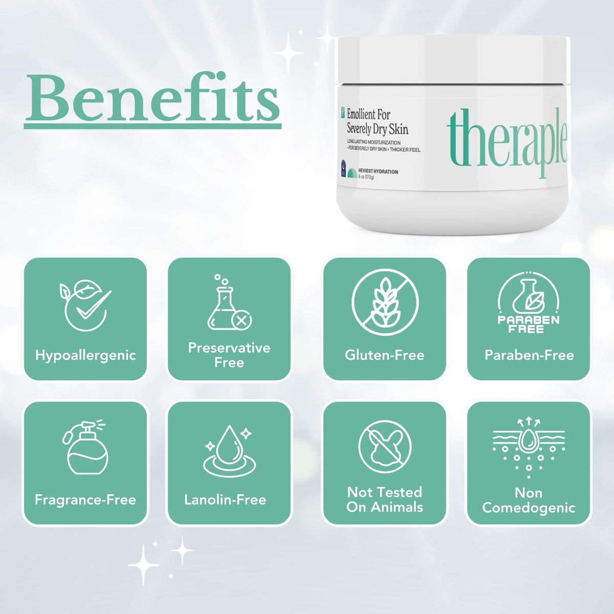 Theraplex emollient open cap with cream dollop ready to apply