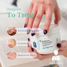 Theraplex emollient thick cream texture demonstrating rich hydration