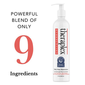 Theraplex 8 oz next to common items for scale and travel convenience