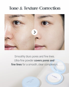 THESAEM powder applied to T-zone demonstrating shine control and matte finish