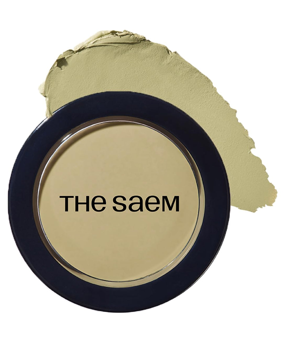 THESAEM pot front view showing compact packaging and shade indication, ideal for travel