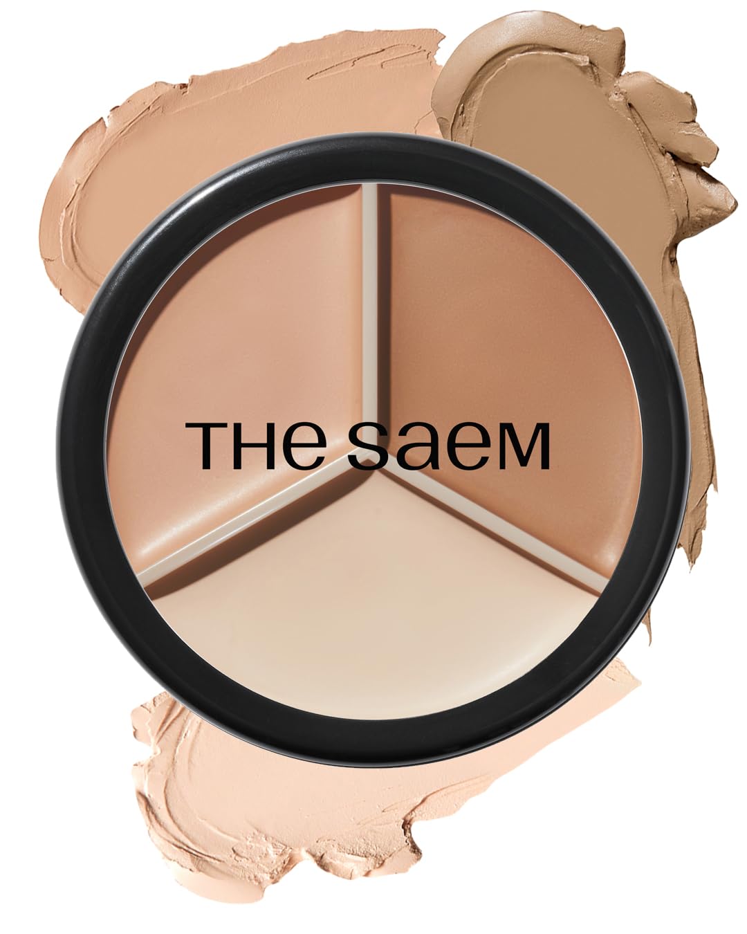 THESAEM front view of compact triple pot showing sleek packaging and shade labels