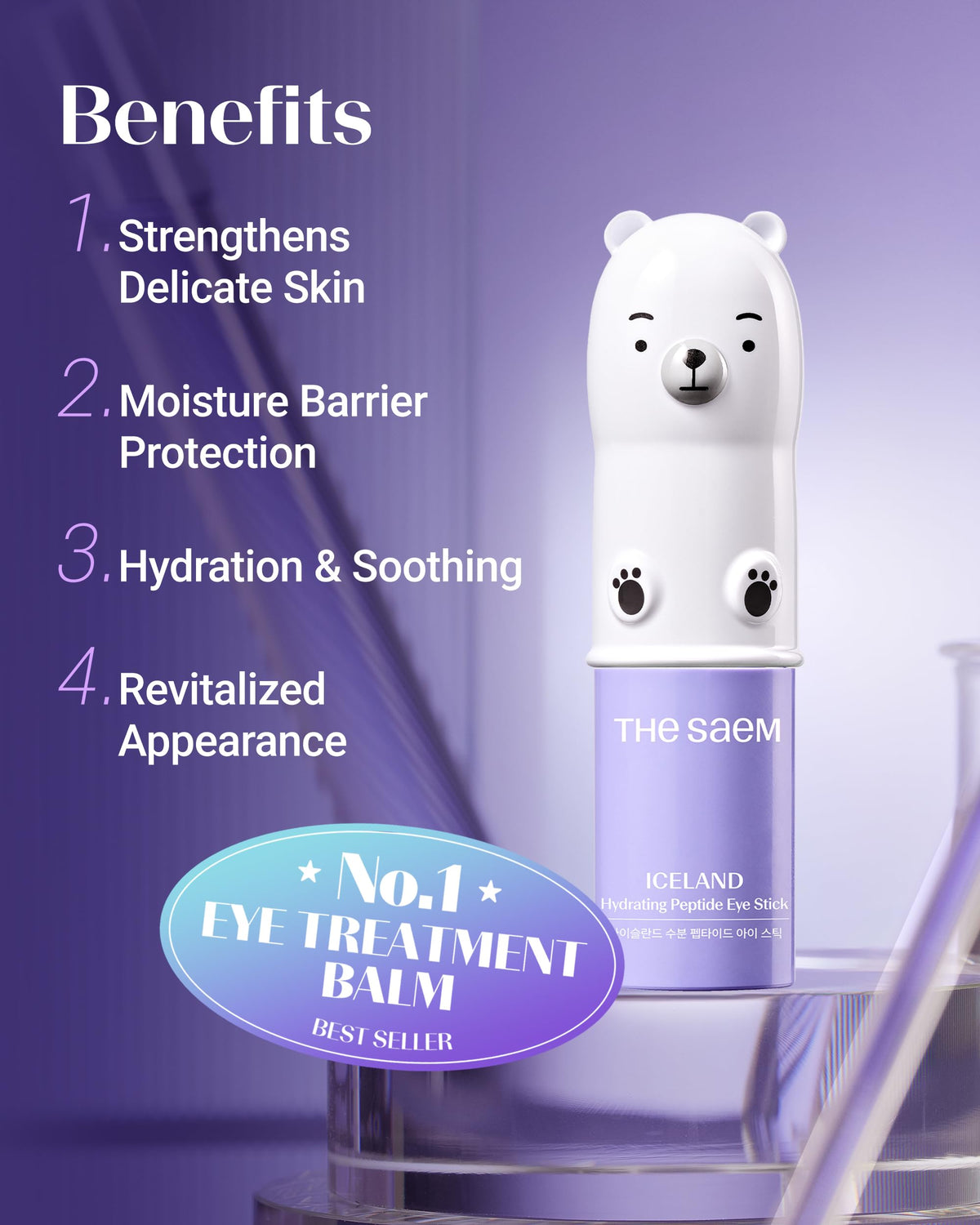 THESAEM roller application on under-eye delivering instant cooling refreshment