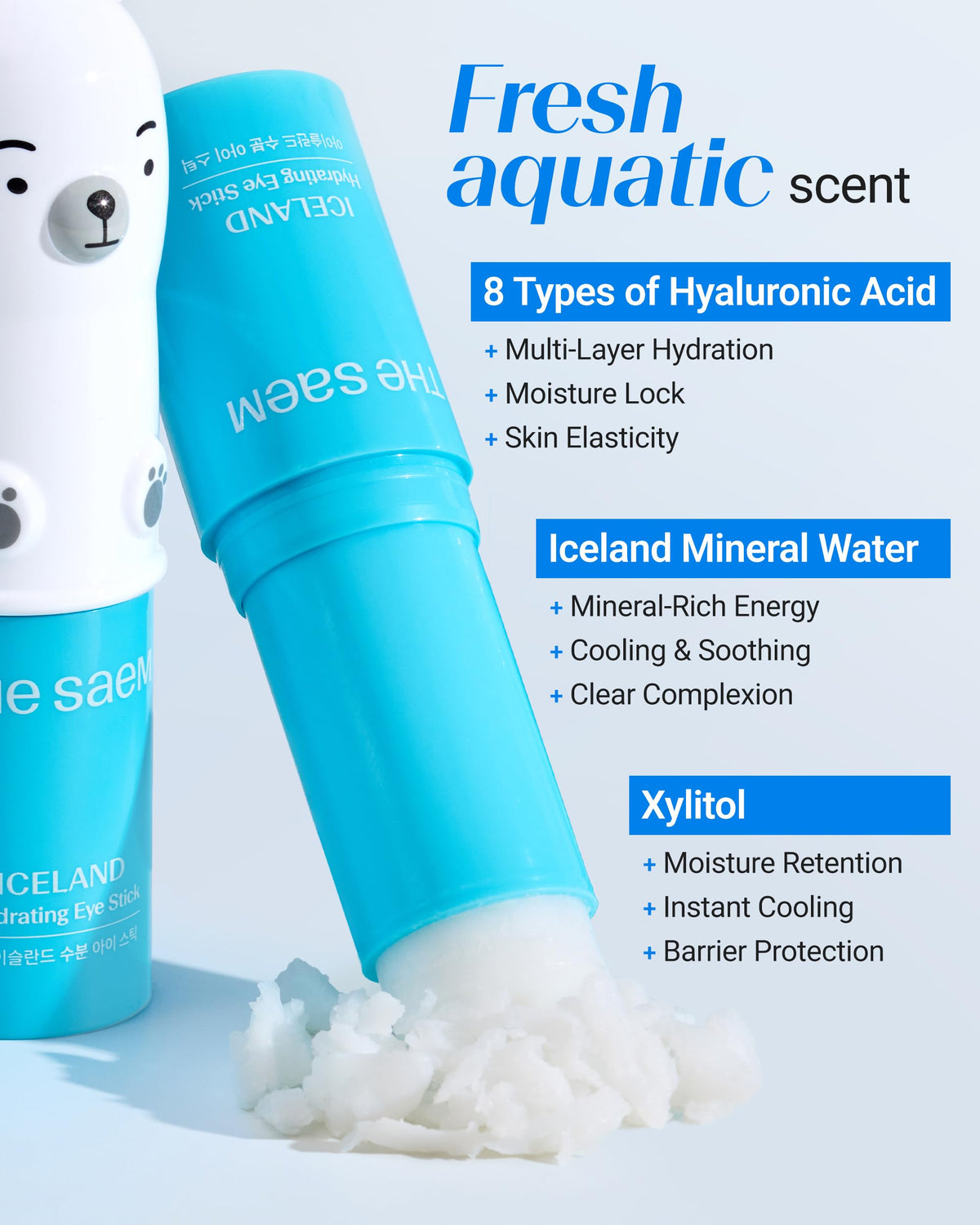 THESAEM iceberg water close-up emphasizing soothing marine hydration