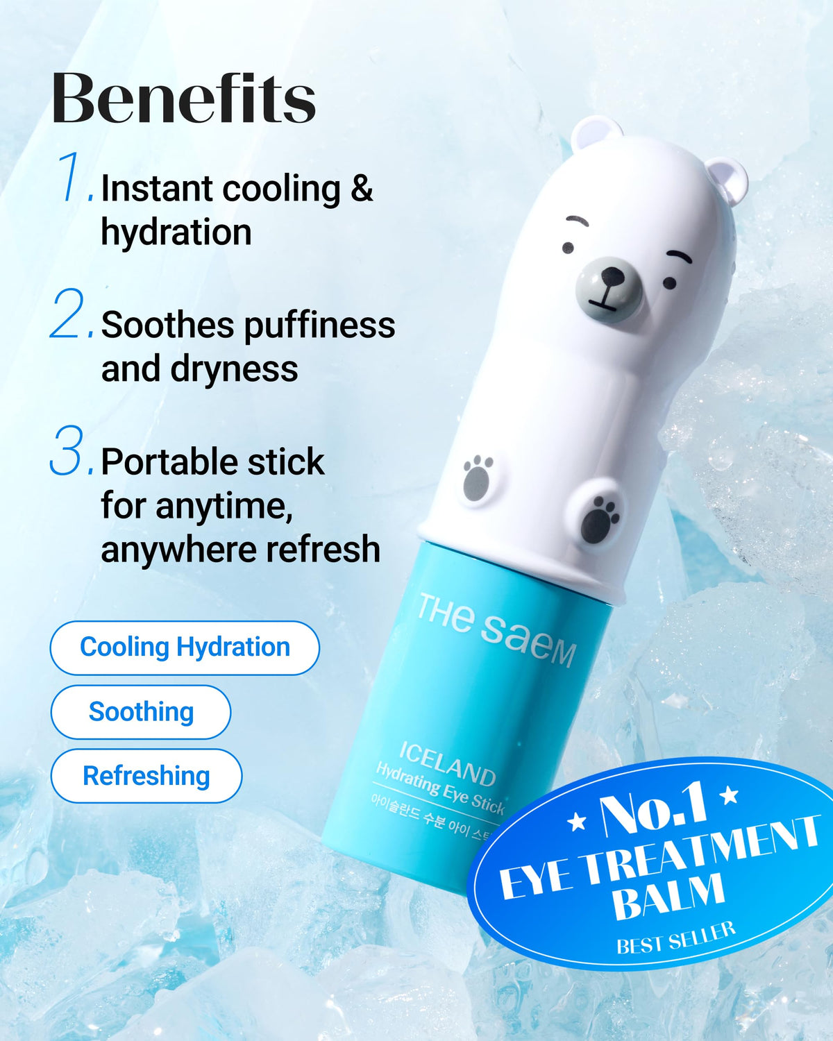 THESAEM balm texture swipe illustrating lightweight hydrating formula
