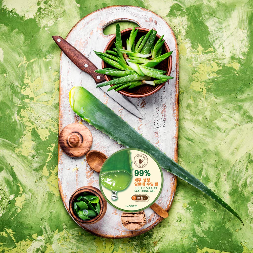 THESAEM open lid revealing clear aloe gel ready for multi-use