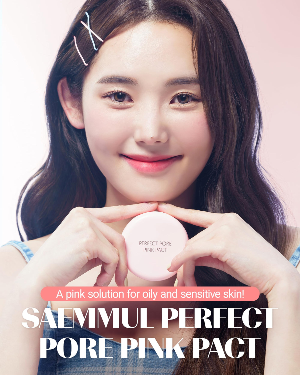 THESAEM compact open to reveal pressed powder and mirror for touch-ups
